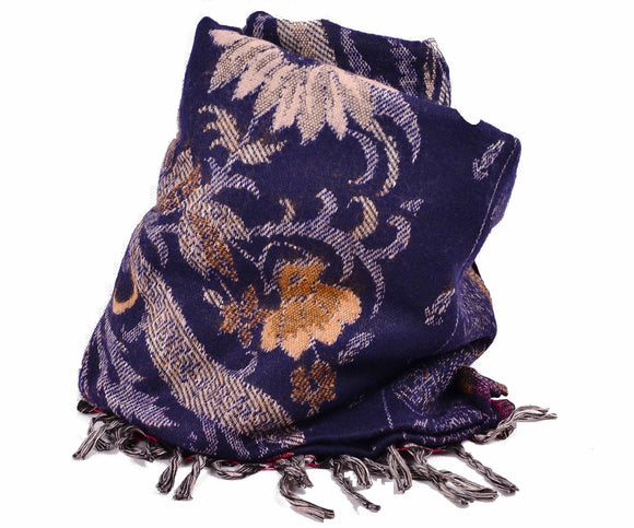 Flower Wool Scarf, Super Warm Double Side Blanket，   織途  ， Om Ethnic Handicraft , macrame