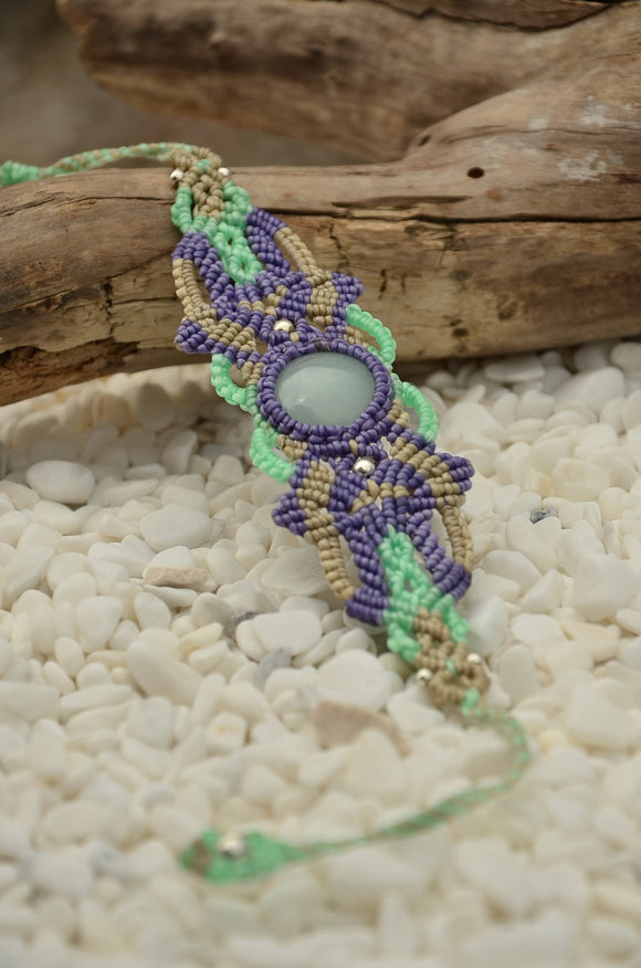 Macrame Aventurine Natural Stone Bracelet，   織途  ， Om Ethnic Handicraft , macrame