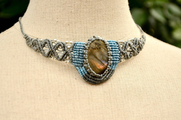 Labradorite Macrame Jewelry，   織途  ， Om Ethnic Handicraft , macrame
