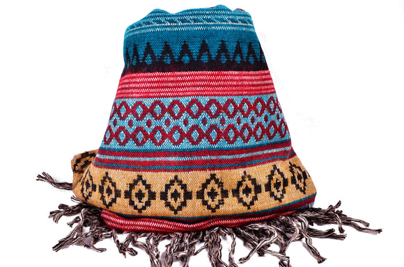 Ethnic Unisex Wool Shawl, Boho Scarf，   織途  ， Om Ethnic Handicraft , macrame