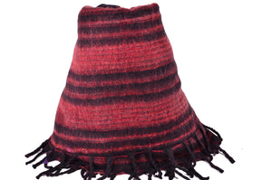 Handmade Red Stripped Pattern Bohemian Scarf，   織途  ， Om Ethnic Handicraft , macrame