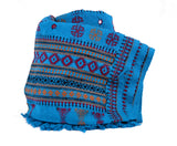 Handmade Embroidery Wool Winter scarf, Blue Bohemian Shawl，   織途  ， Om Ethnic Handicraft , macrame