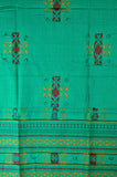 Handmade Embroidery Wool Winter scarf, Green Bohemian Shawl，   織途  ， Om Ethnic Handicraft , macrame