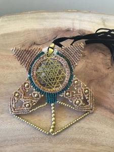 Macrame Mandala Necklace/ Pendant, Boho Style，   織途  ， Om Ethnic Handicraft , macrame
