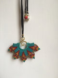 Mandala Blue Macrame Necklace/ Pendant，   織途  ， Om Ethnic Handicraft , macrame