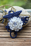 Lotus flower Ceramic Macrame Necklace