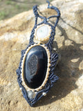 Solar Quartz & Black Agate  Macrame Jewelry 11L 54