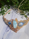 Larimar・Moonstone・Blue Opal  Macrame Necklace