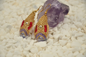 Swarovski Macrame Earring，   織途  ， Om Ethnic Handicraft , macrame