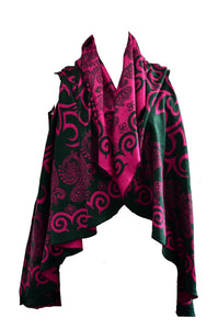Handmade Pashmina scarf, Pink & Black, Tibetan Scarf，   織途  ， Om Ethnic Handicraft , macrame
