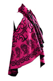 Handmade Pashmina scarf, Pink & Black, Tibetan Scarf，   織途  ， Om Ethnic Handicraft , macrame