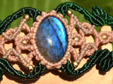 Blue Labradorite Bracelet, Macrame jewelry