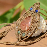 Sunstone Macrame Necklace , stone jewellery