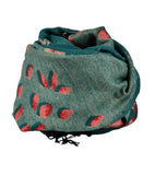 Green Cashmere Silk Scarf, Double Side Ethnic Scarf, Women Accessories，   織途  ， Om Ethnic Handicraft , macrame