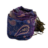 Handmade Shiny Peacock Scarf, Purple Big Blanket scarf，   織途  ， Om Ethnic Handicraft , macrame
