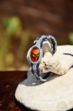 Hand Craved Amber bracelet, Macrame jewelry