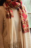 Style3:  Jama Pure Pashmina Scarf / Stole, hand embroidered , handloom, Fairtrade