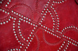 LeatherLaptop Case/Messenger Bag , Ethnic Red Hand stitched & Hole Punch, Vintage Style，   織途  ， Om Ethnic Handicraft , macrame