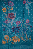 Flower Blue Wool Scarf, Super Warm Blanket，   織途  ， Om Ethnic Handicraft , macrame