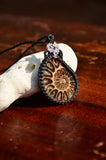 Ammonite Fossil Necklace, Macrame Jewellery,