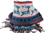Christmas Wool Blue Scarf, Handmade Yak Shawl, Christmas gift，   織途  ， Om Ethnic Handicraft , macrame