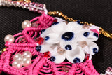 Valentine's Style, Blue & White Ceramic Macrame Jewellery, Pearl Swarovski Necklace，   織途  ， Om Ethnic Handicraft , macrame