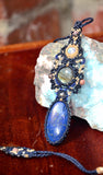 Lazurite necklace & labradorite & Moon stone Macrame Jewelry necklace