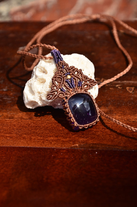 Amethyst Necklace, Macrame Jewelry
