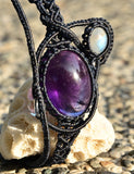 Amethyst Moon stone bracelet, Macrame Jewelry,