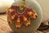 Mandala Orange Macrame Necklace/ Pendant，   織途  ， Om Ethnic Handicraft , macrame
