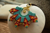 Mandala Blue Macrame Necklace/ Pendant，   織途  ， Om Ethnic Handicraft , macrame