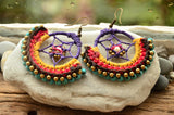 Dream Catacher Style Macrame Earrings，   織途  ， Om Ethnic Handicraft , macrame