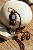 Bohemian Style, Clear Crystal & Moonstone Macrame Pendant，   織途  ， Om Ethnic Handicraft , macrame