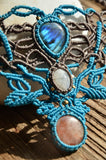 Sunstone, Moonstone & Labradorite Macrame Jewelry，   織途  ， Om Ethnic Handicraft , macrame