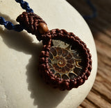 Ammonite Fossil Macrame Jewellery，   織途  ， Om Ethnic Handicraft , macrame