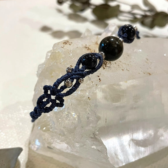 Black Obsidian Stone bracelet  11L-14