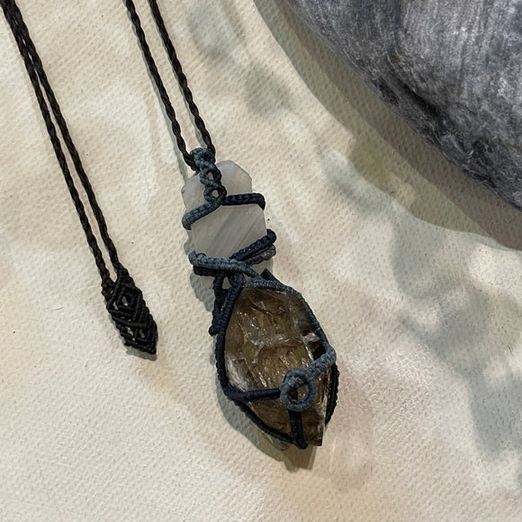 Moon stone & Smoky Quartz necklace